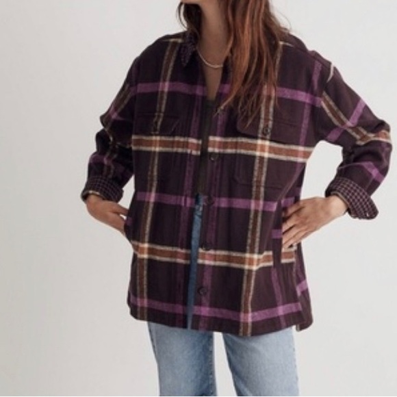 Madewell Tops - Madewell Purple plaid oversized shacket